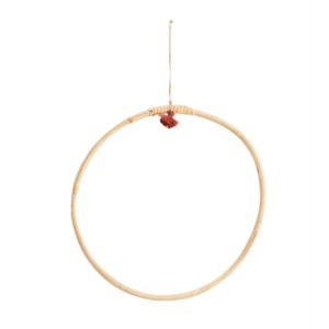 Cercle en osier avec corde et pompon – D30 cm
