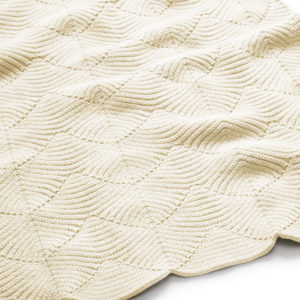 Couverture en tricot Pétoncle – Coton organique Oeko-tex – 80×100 cm – Naturel