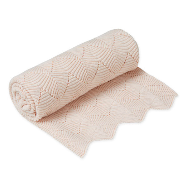 Couverture en tricot Pétoncle - Coton organique Oeko-tex - 80x100 cm - Rose
