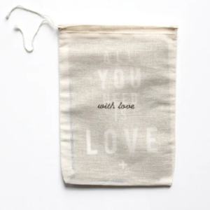 Pochette en coton format carte postale – With Love