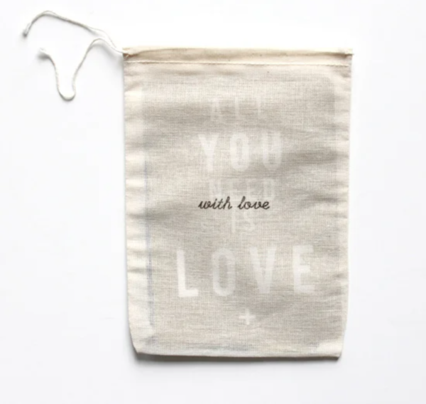 Pochette en coton format carte postale - With Love