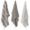 Serviettes de cuisine Coton tissé rayé gris - 70x45 cm - Lot de 3