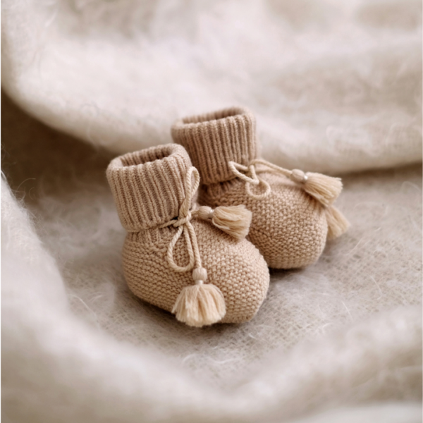 Chaussons bébé beige handmade