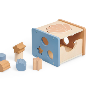 Boîte à formes en bois – Coquillage – Bleu