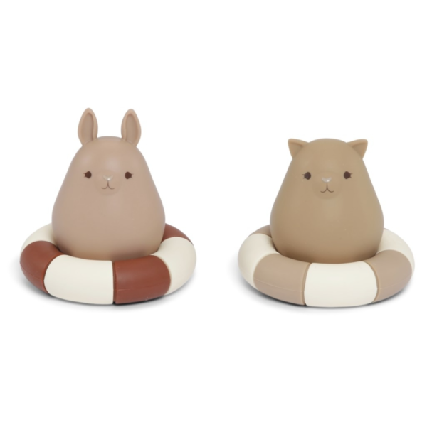 Jouets de bain lapin et chat en silicone - Bark/Almond