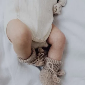 Chaussons bébé taupe handmade