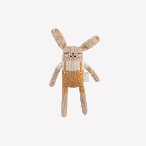 Doudou lapin handmade - salopette ocre