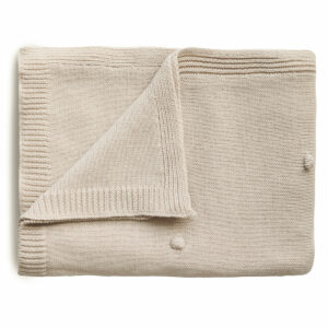 Couverture en tricot de coton bio – Points – 80 x 100 cm – Naturel