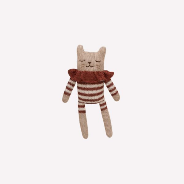 Doudou chaton handmade - combishort rayé sienne