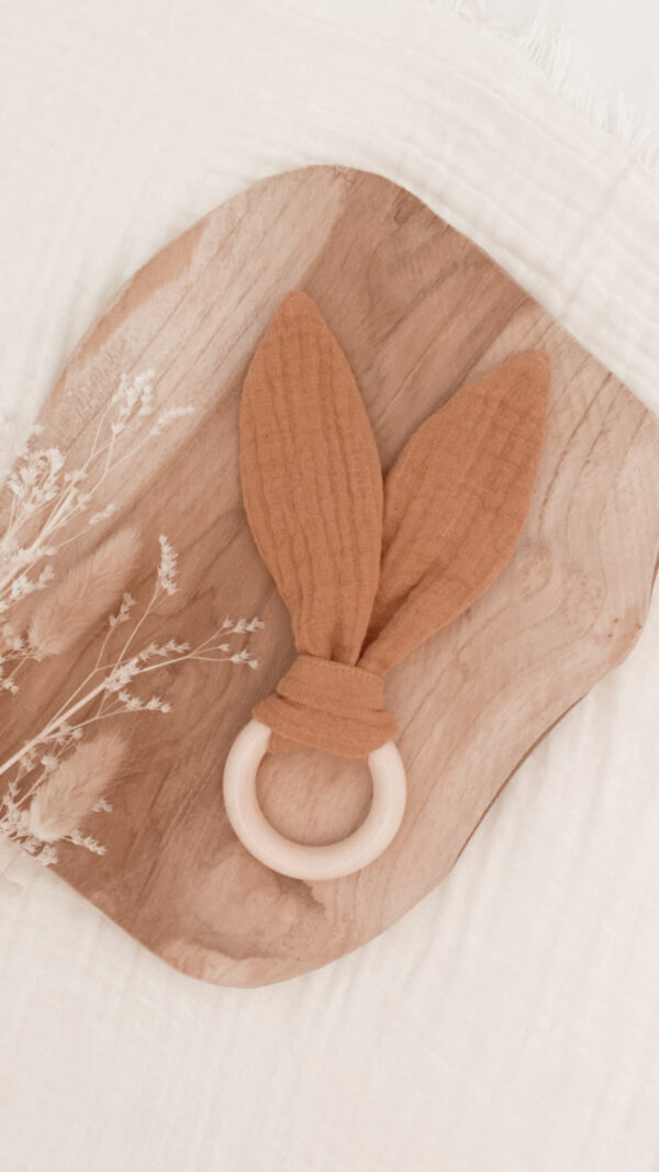 Hochet anneau en coton bio handmade - Louis