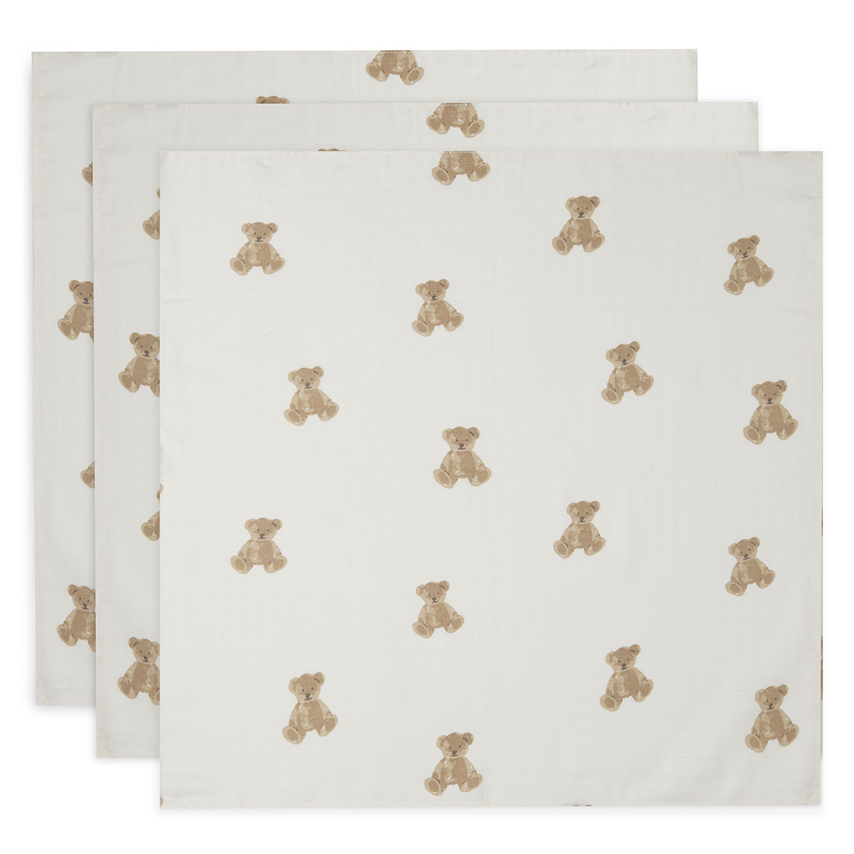 Lot de 3 langes en mousseline de coton 70 x 70 cm l Teddy bear