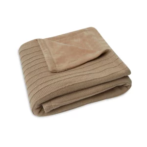 Couverture Pure knit GOTS 75×100 cm – Biscuit / velours