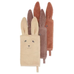 Lot de 3 gants de toilette en coton bio Bunny l naturel