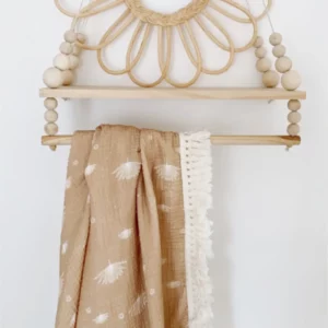 Couverture frangée légère handmade en coton bio l Boho Sun Beige