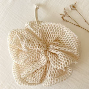 Fleur de douche handmade en filet de coton bio