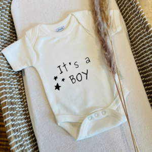 Body naissance handmade en coton l It’s a boy l Ecru