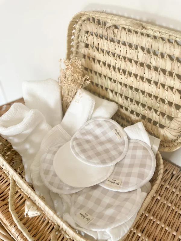 Coussinets d'allaitement lavables en coton l Vichy beige
