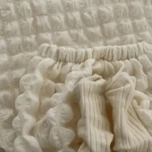 Ensemble handmade rétro en coton biologique l Cloudy l 6-12 mois l Crème