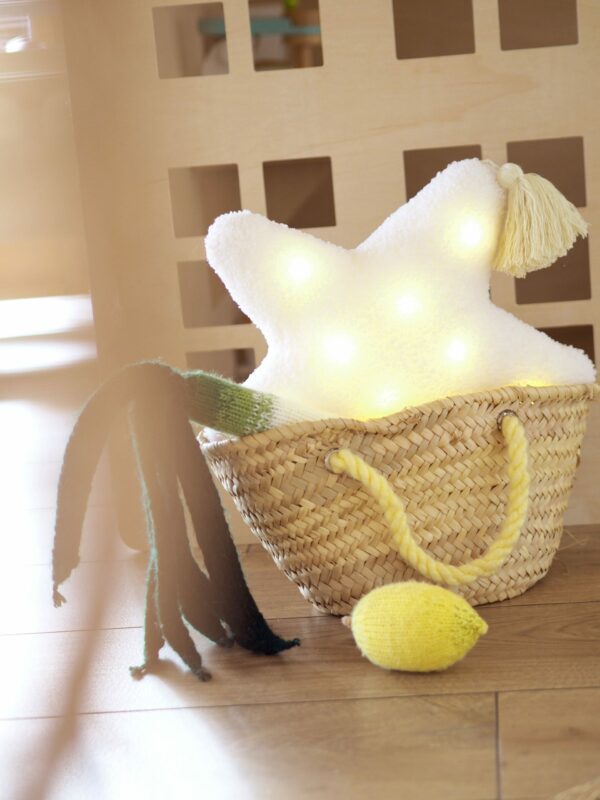 La veilleuse étoile lumineuse moumoute c'est la petite touche déco toute douce, qui s’adapte à toutes les situations, que ce soit pour un temps lecture sur le tapis de jeu ou bien un moment calme dans son lit.