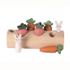 Bûche lapins et légumes en bois