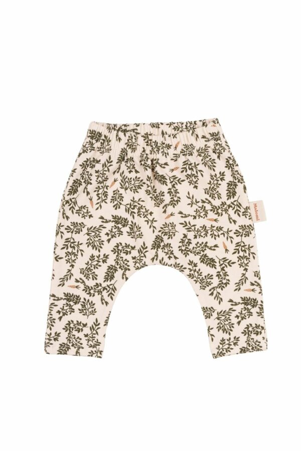 Pantalon en coton lavé bio l 1-3 mois l Vert Floral