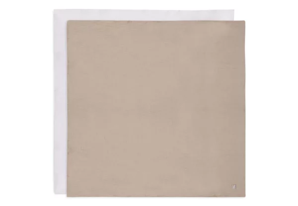 Lot de 2 langes en gaze de coton bio 115 x 115 cm l Olive green l Ivory