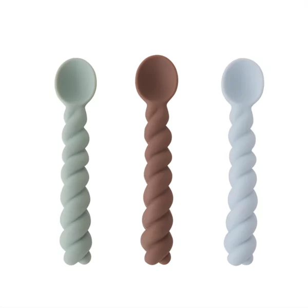 Cuillères en silicone Mellow l Lot de 3 l bleu/taupe/vert pâle