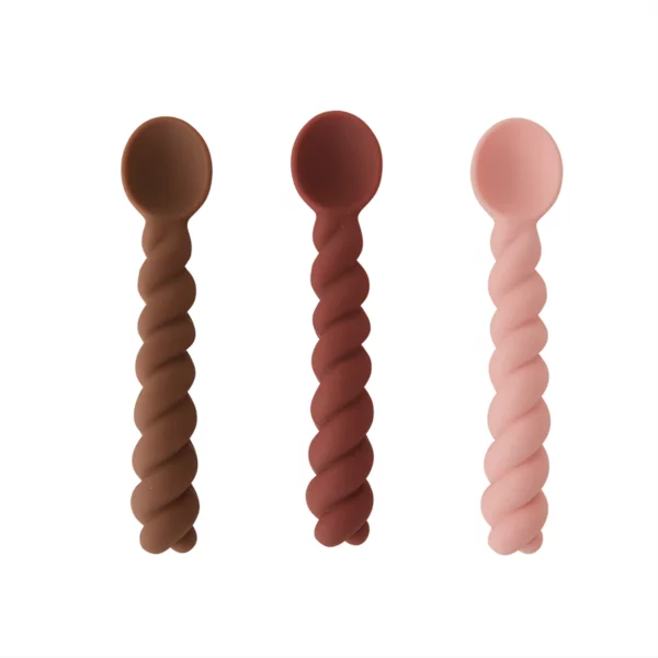 Cuillères en silicone Mellow l Lot de 3 l muscade/rose/choco