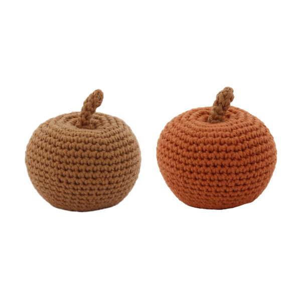 Hochet en crochet handmade l Oeko-tex l Lot de 2 l Pomme marron