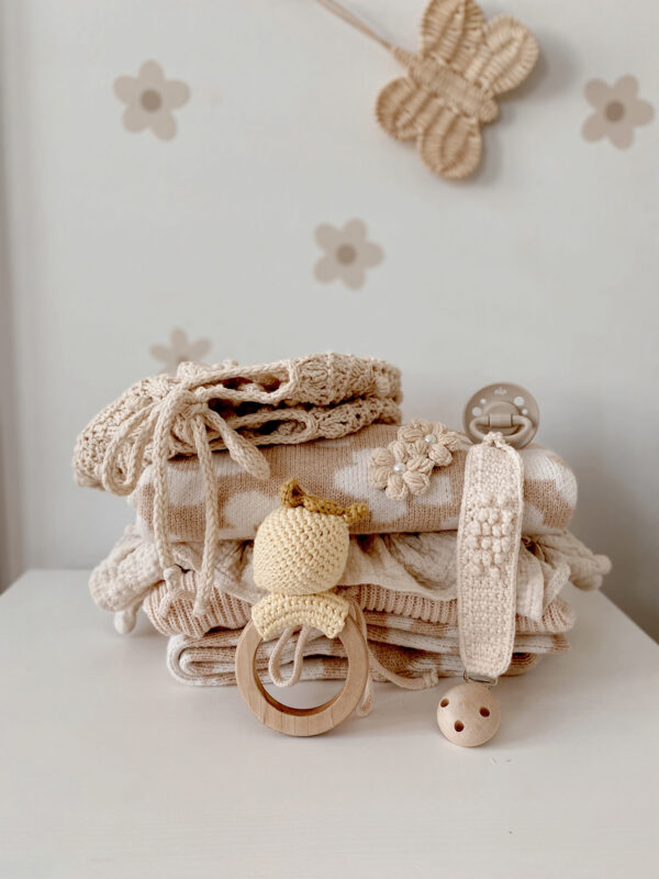 Attache-sucette en crochet handmade l Oeko-tex l Cream