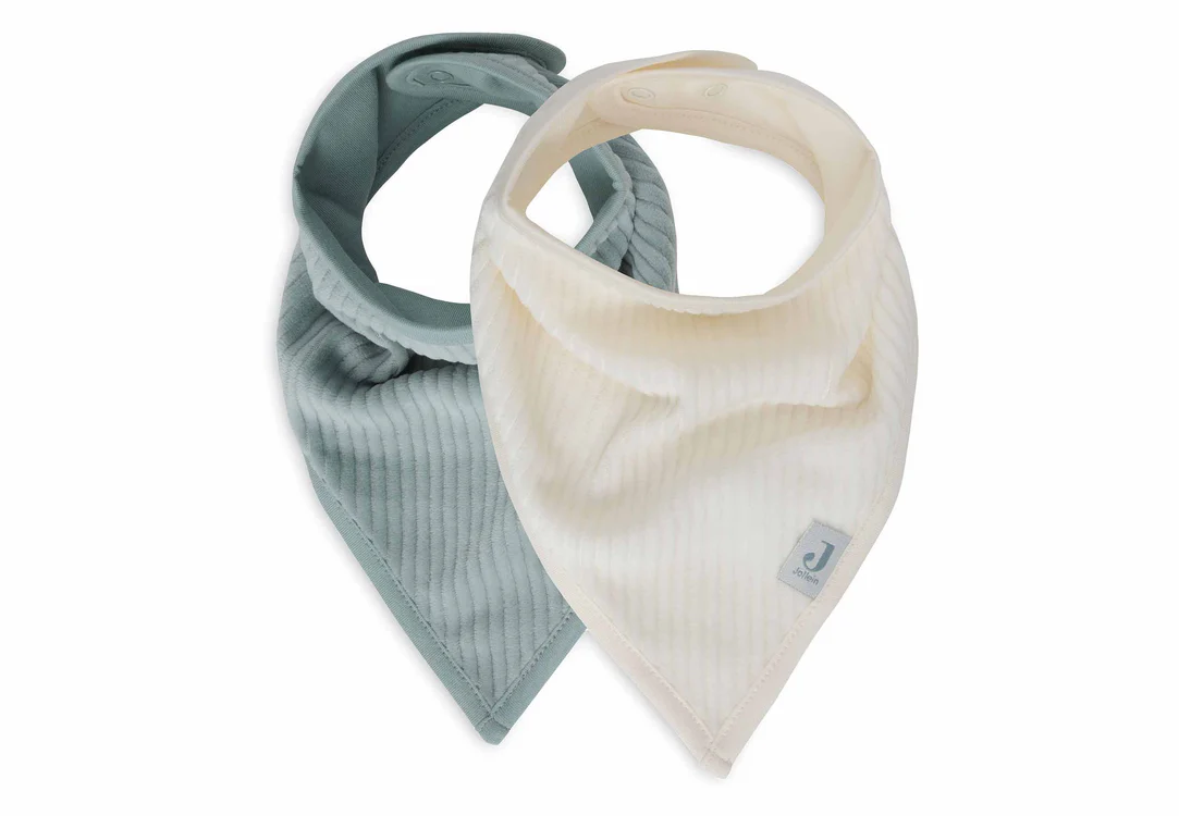 Bavoir Bandana Velvet Rib l Sea Green/Ivory l Lot de 2