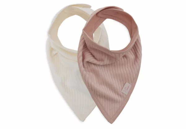 Bavoir Bandana Velvet Rib l Wild Rose/Ivory l Lot de 2