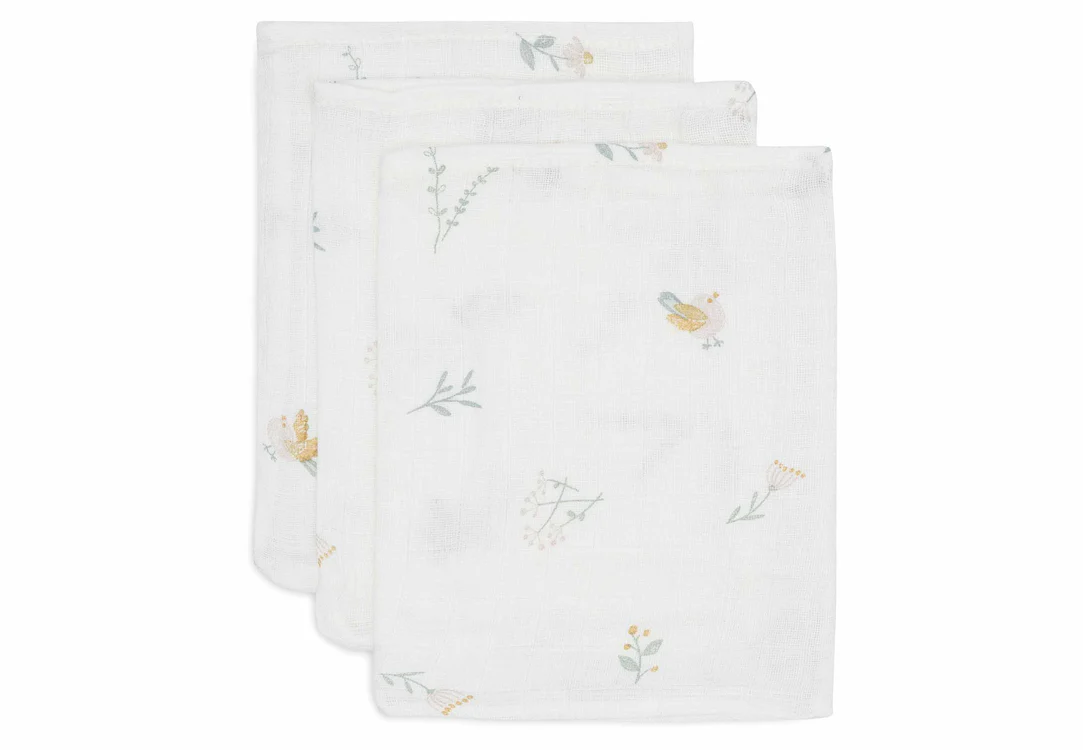 Gant de Toilette Gaze de Coton l Lot de 3 l Lovely Birds