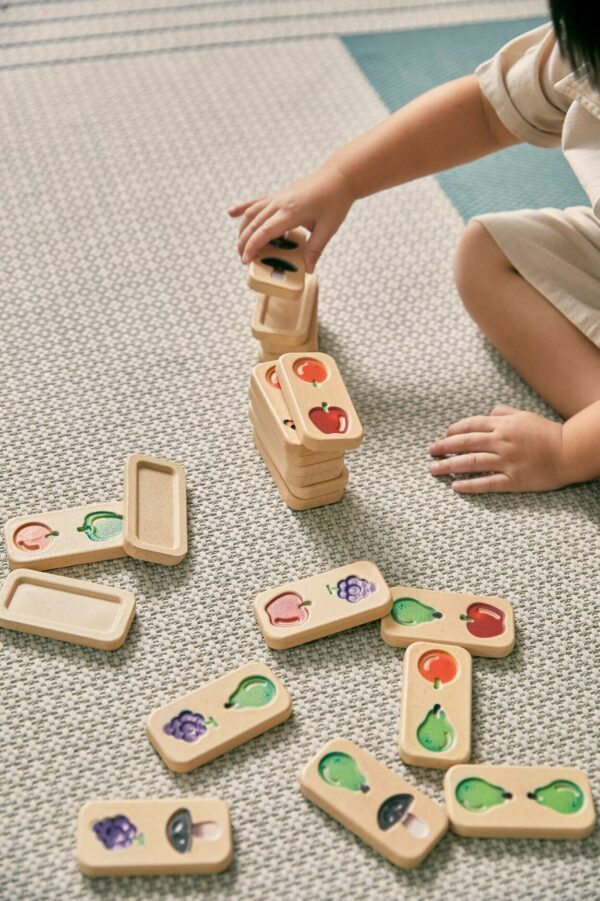 Domino fruits et légumes en bois d'Hévea