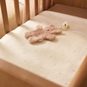 Couverture Cosy Knit Oeko-tex 100×150 cm l Ivory/velours
