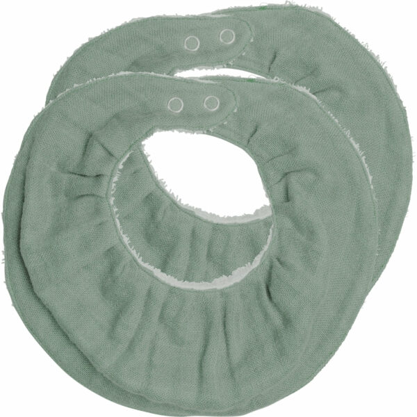 Bavoir bandana rond en coton bio l Lot de 2 l Eucalyptus