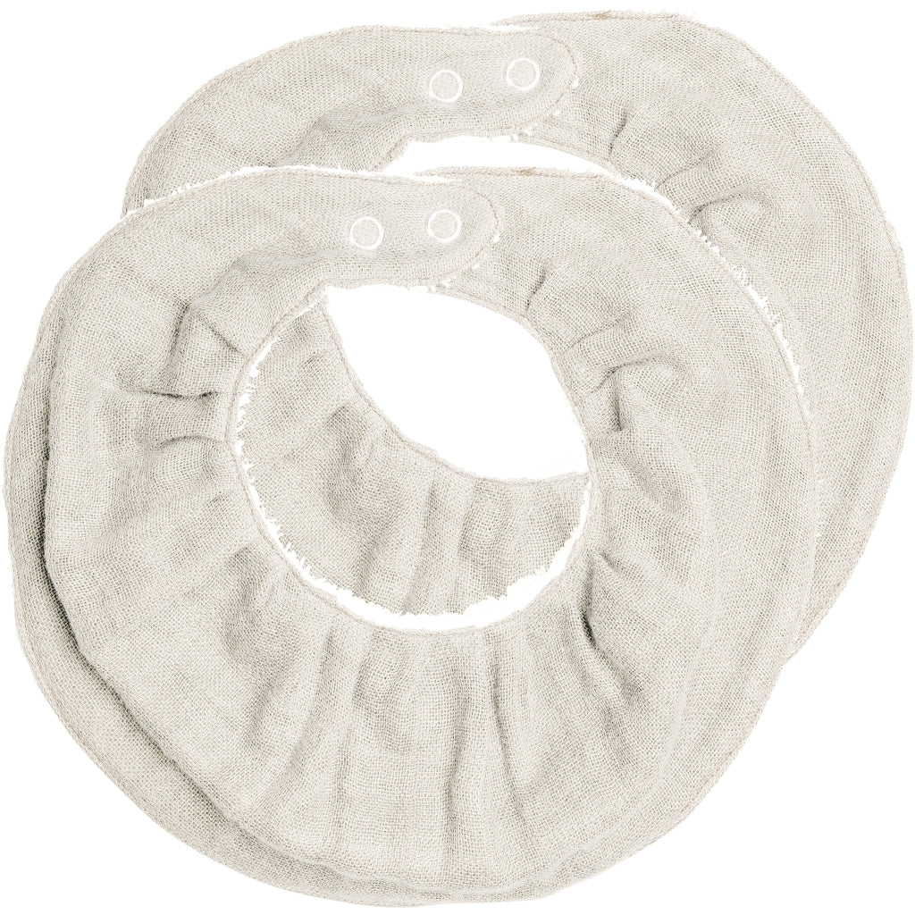 Bavoir bandana rond en coton bio l Lot de 2 l Naturel