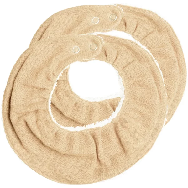 Bavoir bandana rond en coton bio l Lot de 2 l Beige