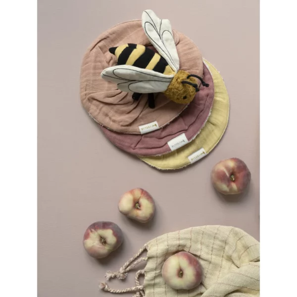 Bavoir bandana rond en coton bio l Lot de 3 l Dusty rose