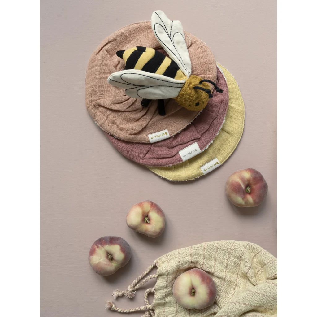 Bavoir bandana rond en coton bio l Lot de 3 l Dusty rose