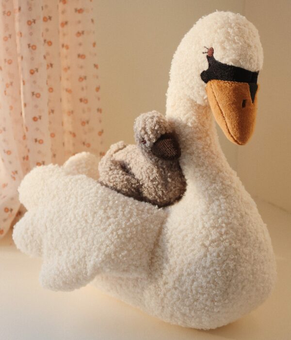 Peluche musicale Oeko-tex l Cygne & son bébé