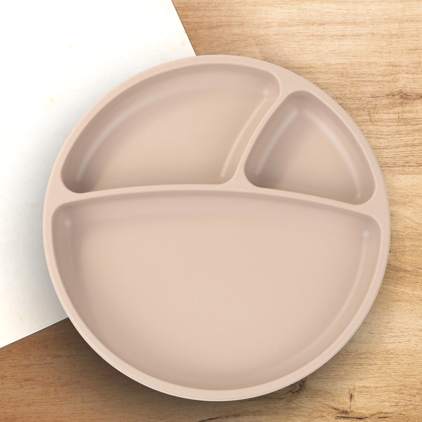 Assiette compartimentée en silicone avec ventouse l Beige nude