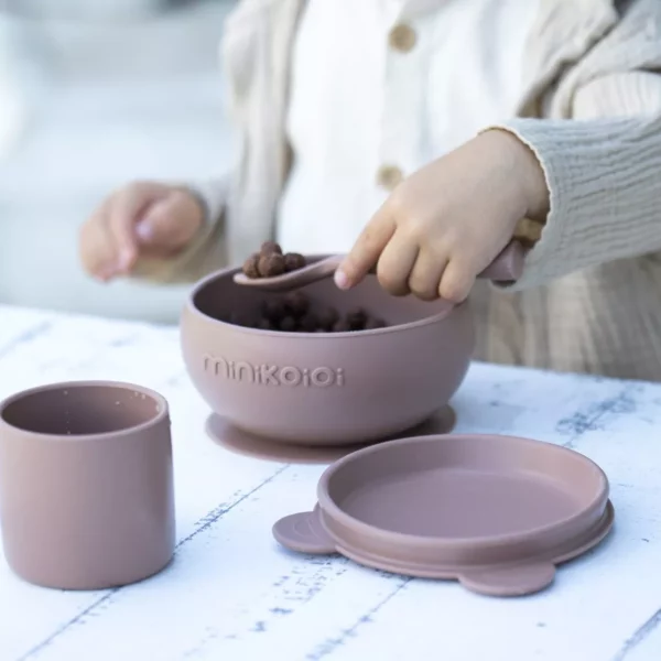 Bol antidérapant ourson avec couvercle en silicone l Cookie