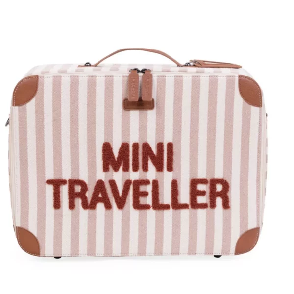 Valise Mini traveller l Rayures nude/terracotta