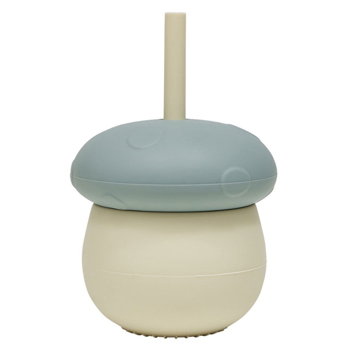 Tasse en silicone avec paille l Champignon l Crème/bleu