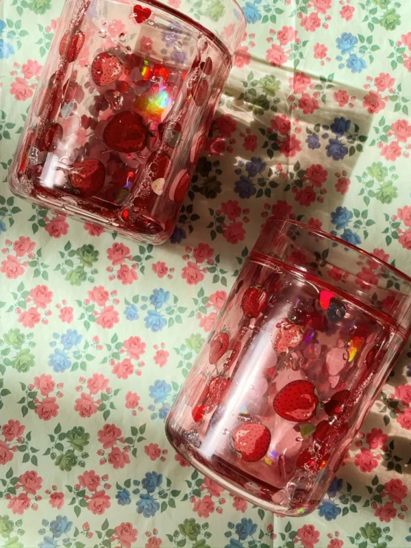 Gobelet à paillettes l Lot de 2 l Fraises