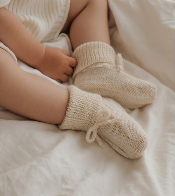 Chaussons bébé tricotés | écru l 0-6 m