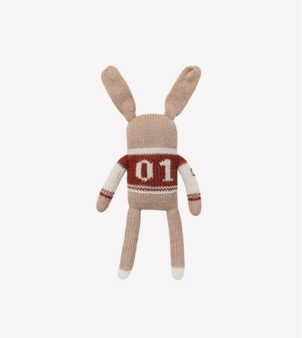 Doudou lapin handmade | baseball sienne