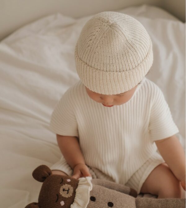 Grand doudou ours handmade | pyjama avoine – Image 4