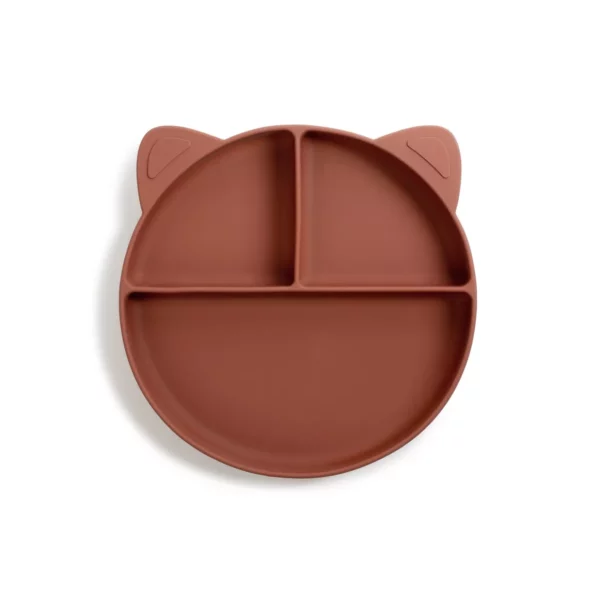 Assiette compartimentée en silicone avec ventouse l Naé l Chataigne
